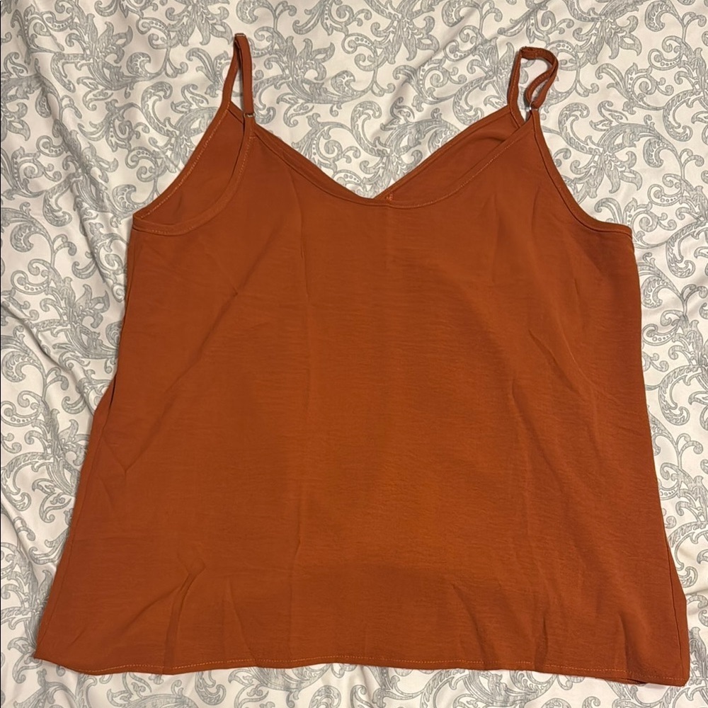 Brown and Orange Tie Front Buttoned Camisole - Picture 2 of 4